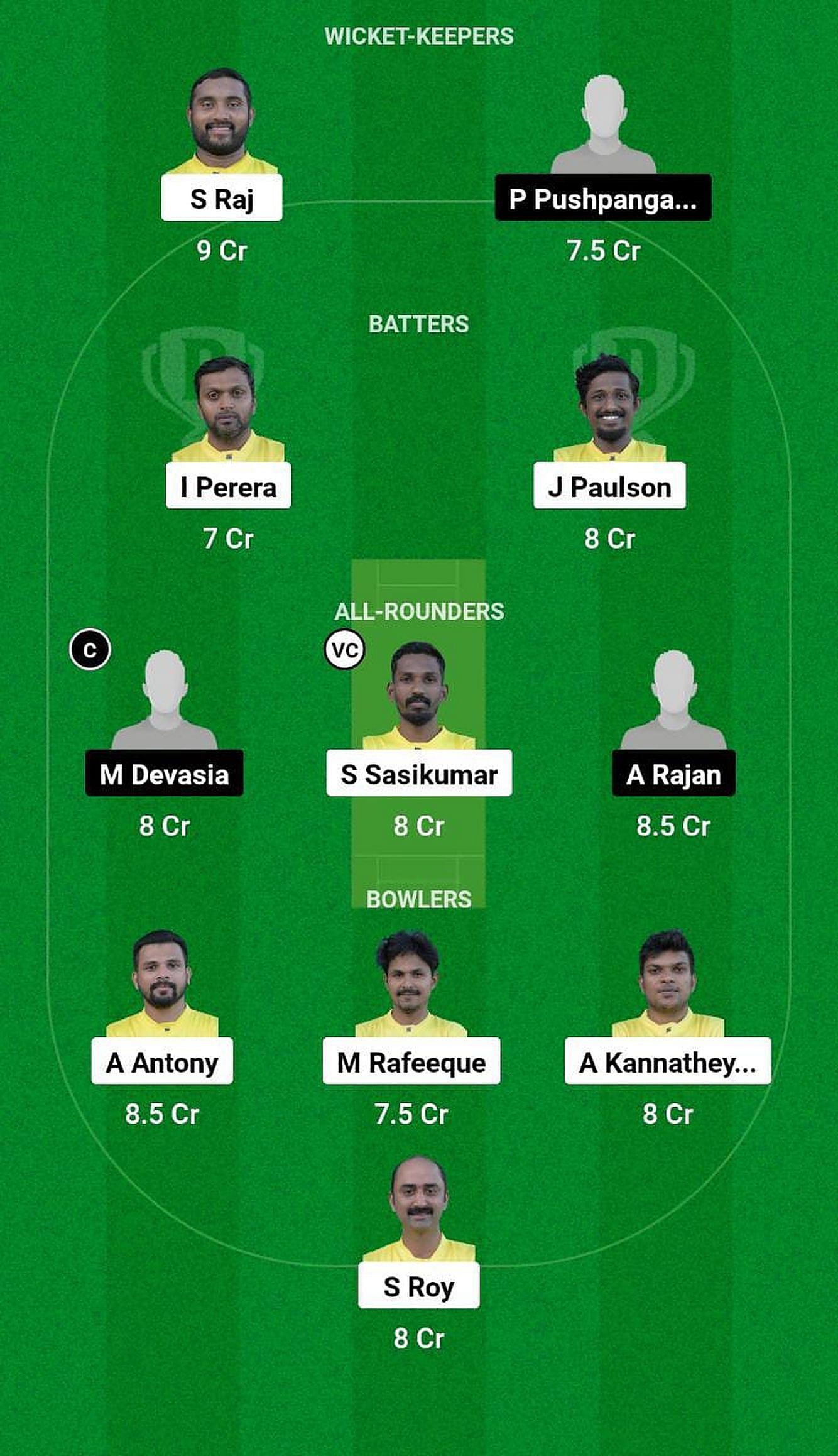 GOZ vs VLS Fantasy Suggestion Team 2